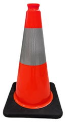 Tuff Grade TGTC-1803 UV Protected Traffic Cone With Reflective Collar, 18 in H, Hi-Viz Orange Cone, 1 Collar