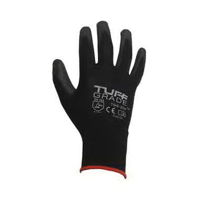 Tuff Grade TGG-206-07 Gloves, Seamless Style, Polyurethane Palm, 13 ga Nylon, Black, Knit Wrist Cuff, Unlined Lining
