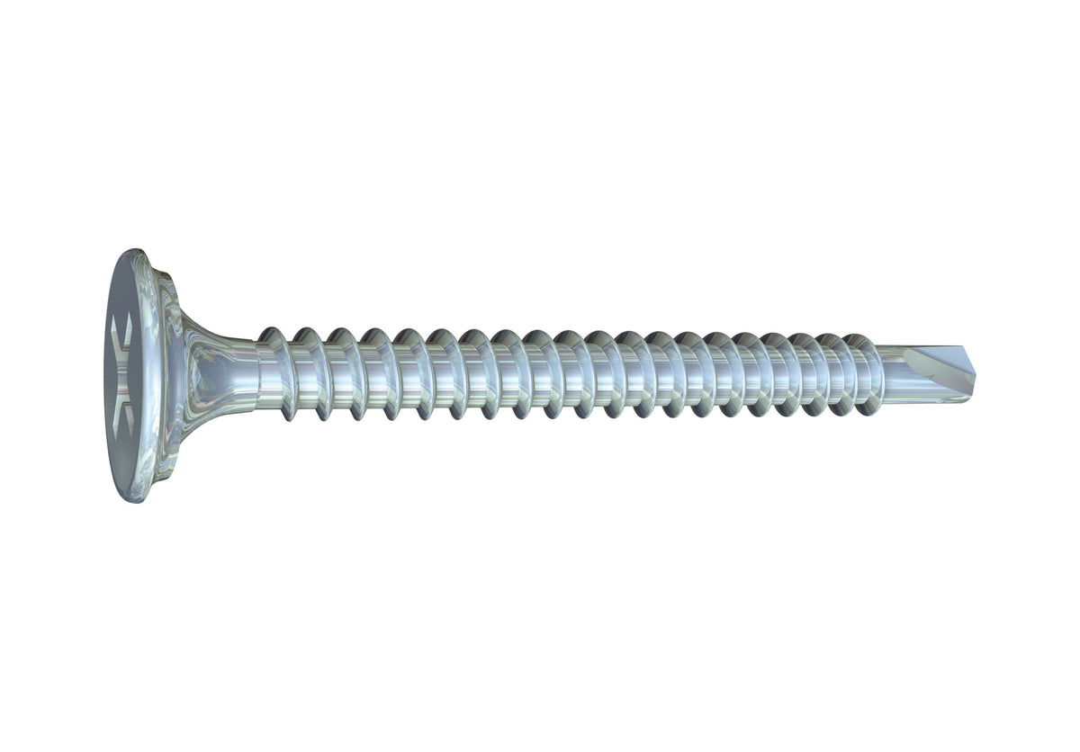 Grabber #6 x 1-1/4” Phillips, Scavenger Head, Fine Thread, Drill Point, Clear Zinc Drywall Screws