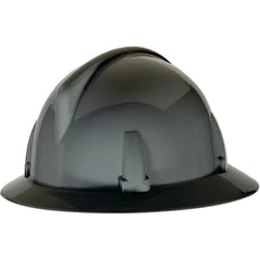 MSA Topgard 475388 Full Brim Non-Vented Hard Hat, 6-1/2 Fits Mini Hat, 8 Fits Max Hat, Polycarbonate, 4-Point Fas-Trac III Suspension, ANSI Electrical Class Rating: Class E, ANSI Impact Rating: Type I, Ratchet Adjustment