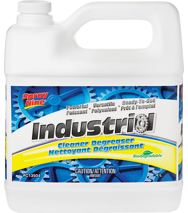 Spray Nine C13504 Heavy Duty Industrial Cleaner/Degreaser, 4 L Jug, Citrus Odor/Scent, Clear, Liquid Form