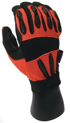 Tuff Grade TGG-520 Gloves, Mechanic, Synthetic Leather Palm, Black/Red, Elastic Wrist Cuff, Resists: Abrasion and Oil, Unlined Lining